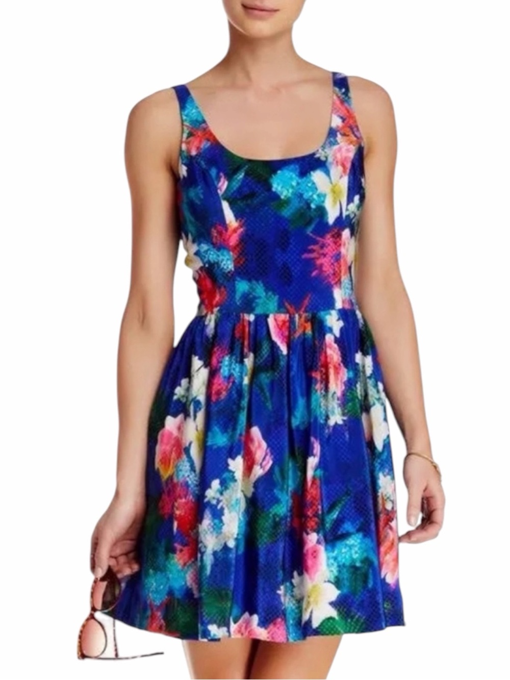 Amanda Uprichard Blue Floral Fit & Flare Dress - Picture 3 of 4